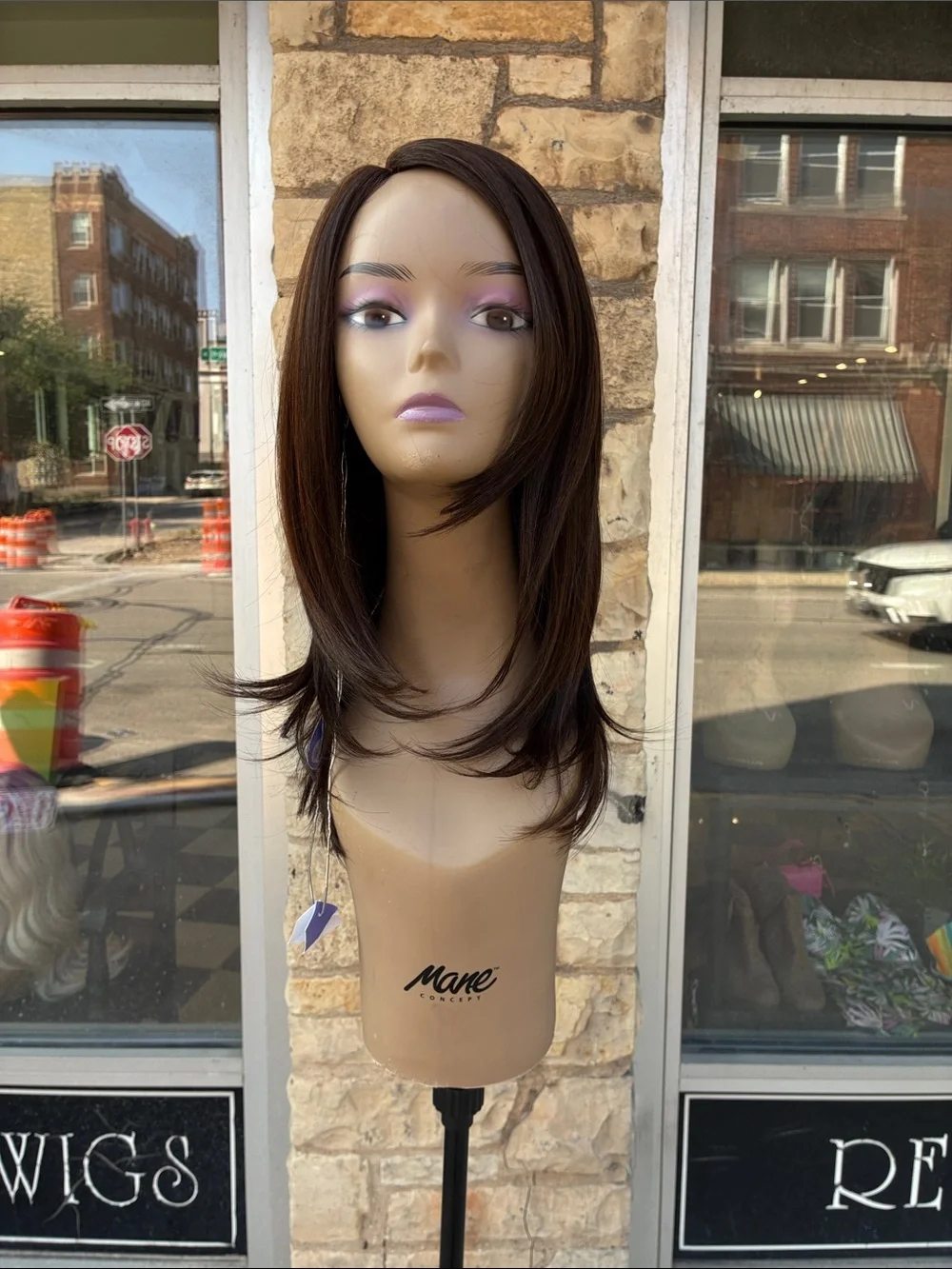 Brown Straight Layered Women's Wig - Sleek Natural Finish